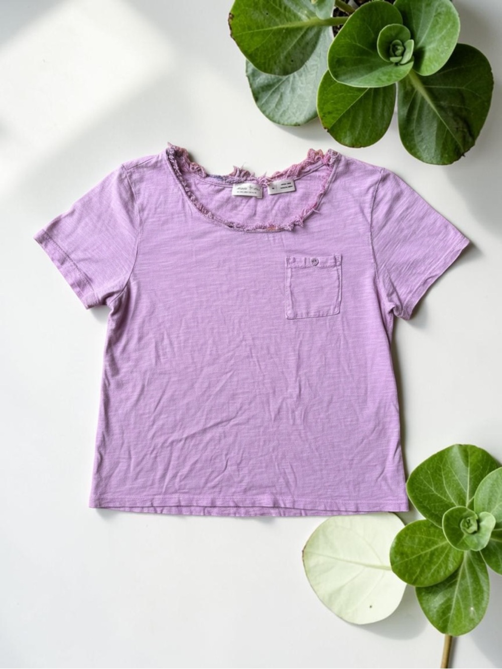 Anthropologie Meadow Rue Lavender Trimmed Pocket Tee
